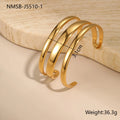 Women's stainless steel bracelet with geometric design and simple opening mechanism in gold electroplated finish