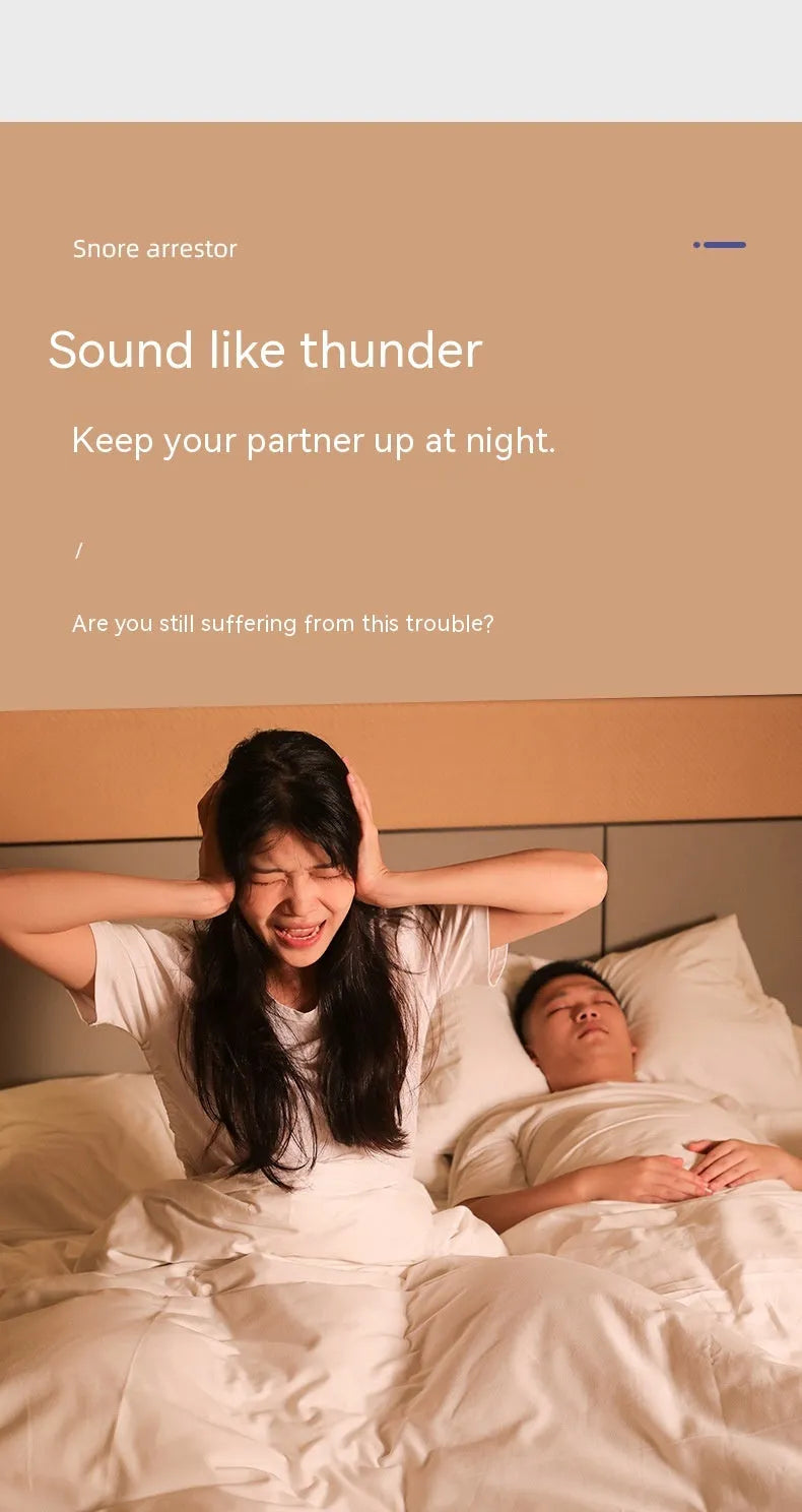 Electric household anti-snoring device with white silicone shell and USB charging port
