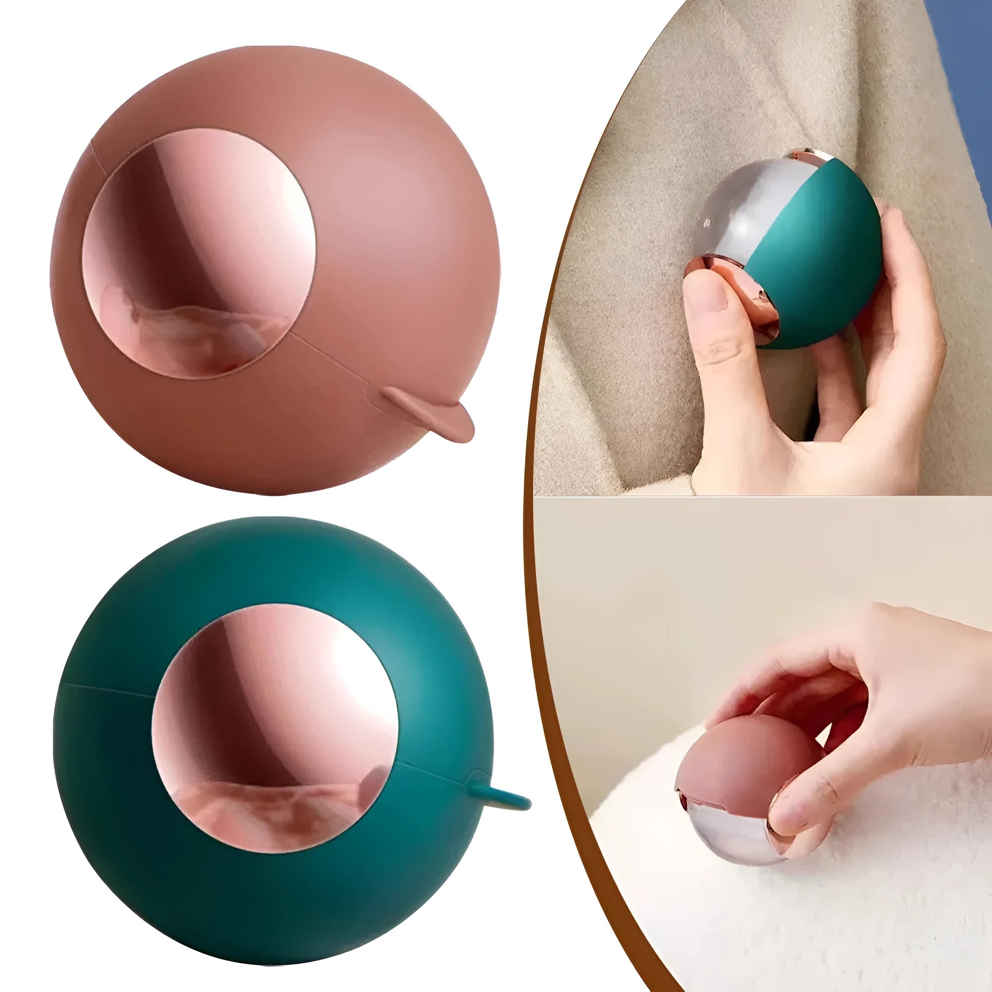 Reusable gel lint roller with sticky hair removal ball in metallic gold colour options