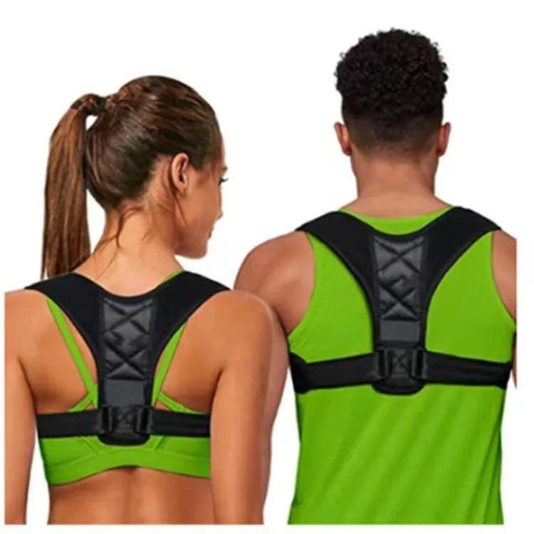 Babaka style nylon back correction posture brace shown on a person, adjustable for anti-humpback support.