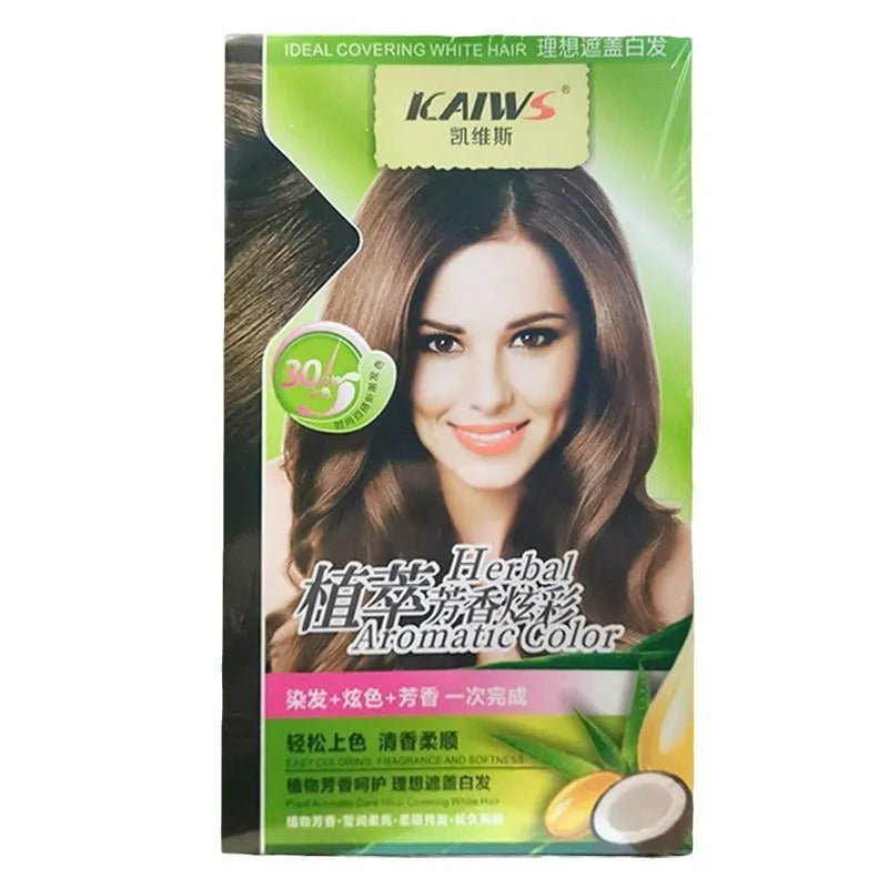 Plant aromatic permanent hair colour cream kit in chestnut brown, dark brown, maroon and wine red shades