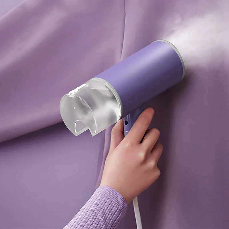 Foldable portable steam iron handheld garment steamer with 130ml water tank in purple or emerald colour