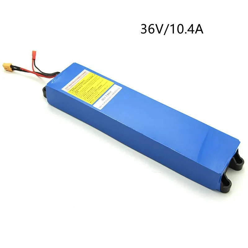 36V lithium-ion battery pack for electric scooter replacement with three capacity options shown.