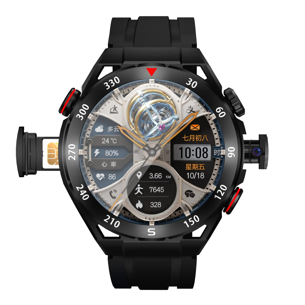 WS10 smart watch with black strap and AMOLED screen showing heart rate monitoring interface