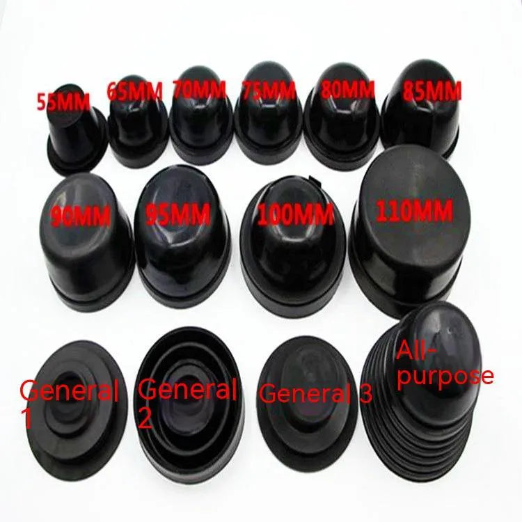 Black silicone dust cover for General Motors LED headlights measuring 90mm diameter