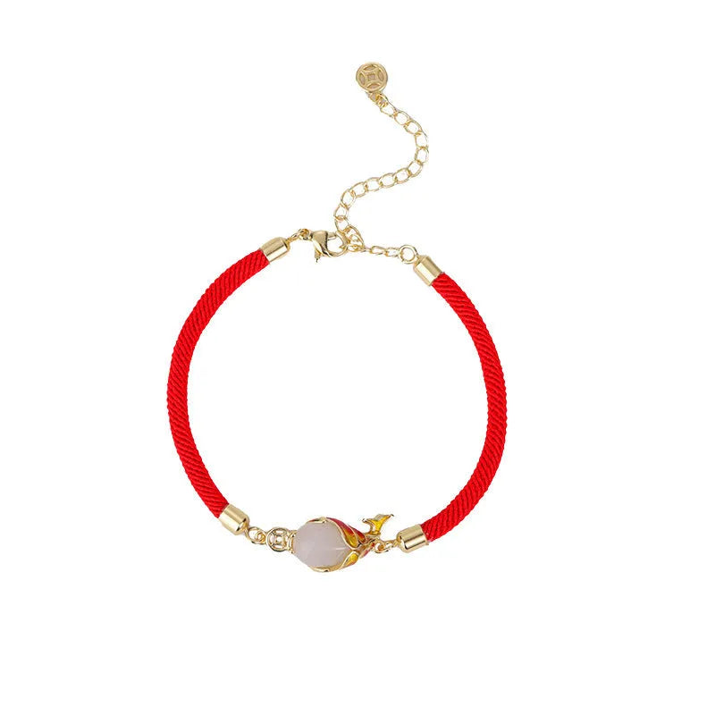 Copper carp red rope hand strap and necklace jewellery set with electroplated finish