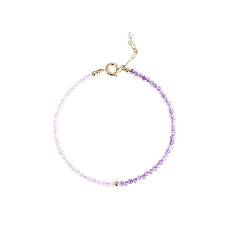 Purple rattan design women's crystal bracelet with geometric cut surface beads
