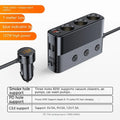 Black vehicle cigarette lighter USB charger with PD and QC3.0 ports for 12V-24V car systems