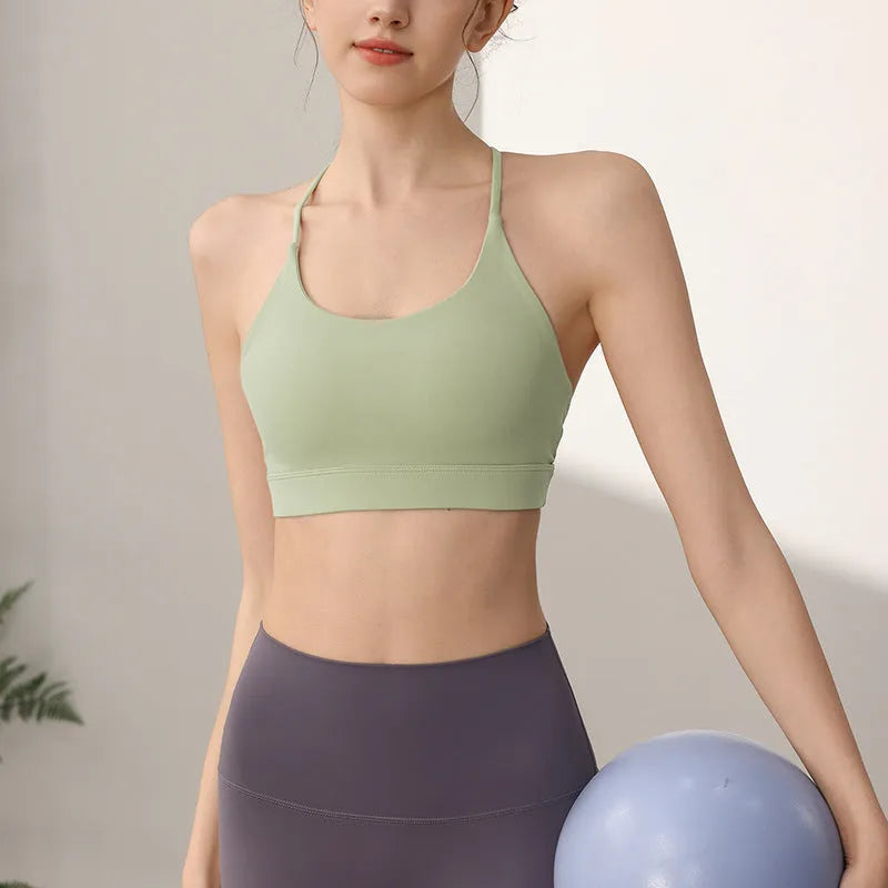 Women's nylon sports vest with double shoulder straps in sunshine desert colour