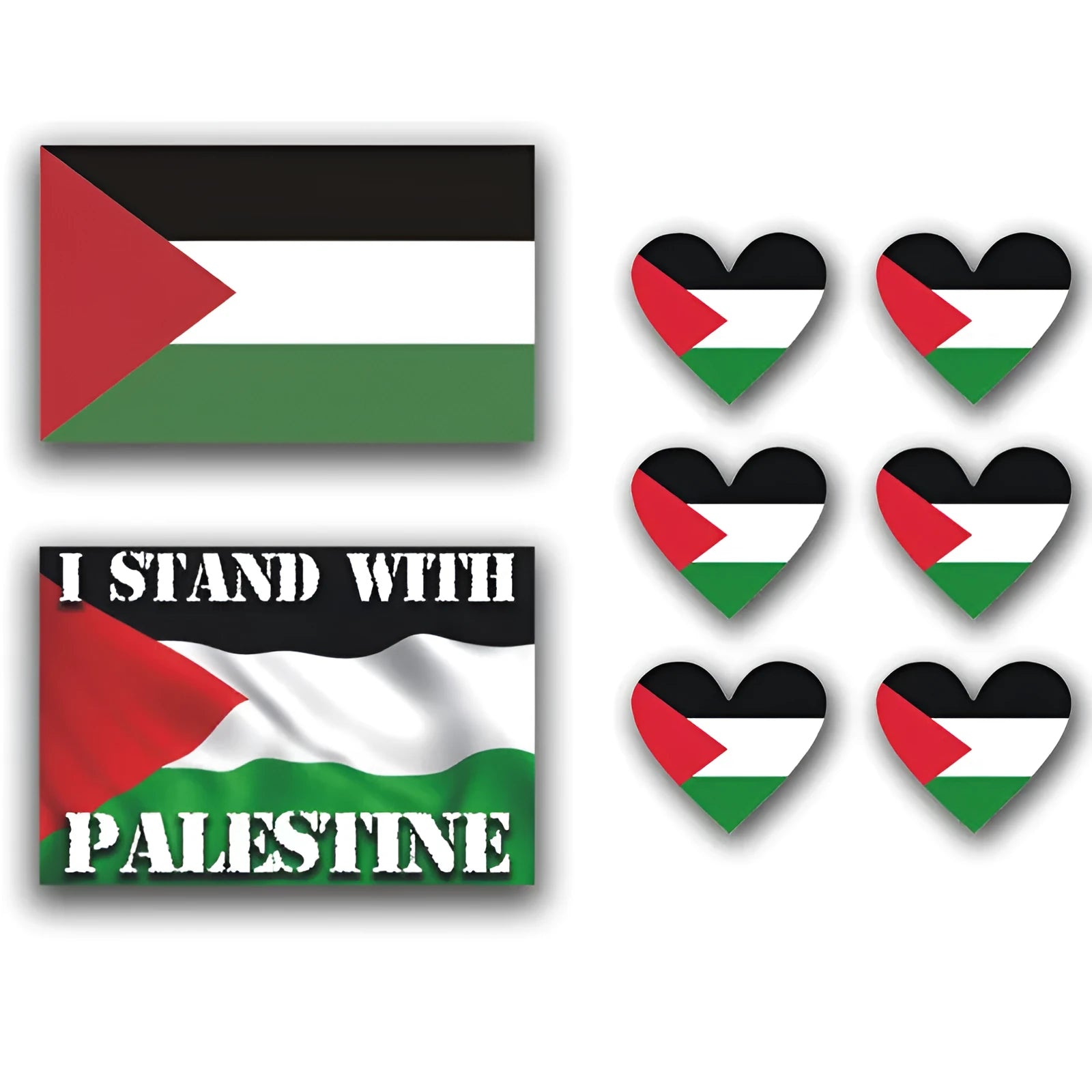 Palestinian flag car decal stickers in three design variations on PET material