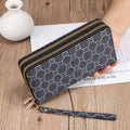 European retro style PU leather wallet clutch with mobile phone bag and coin purse compartments in black colour