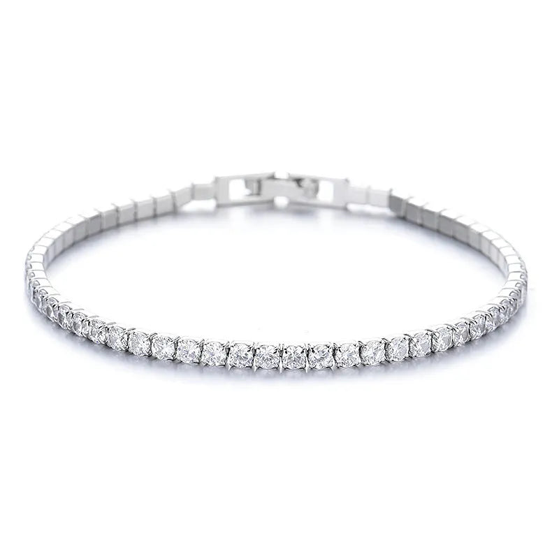925 sterling silver full diamond pave bracelet for women electroplated white gold colour