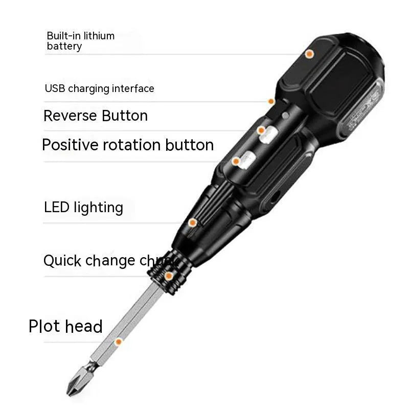 Alloy steel straight handle electric screwdriver in black or blue colour.