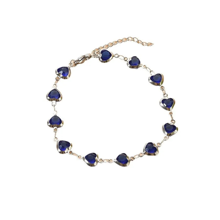 Geometric devil's eye stainless steel bracelet with colourful electroplated finish and oval pendant