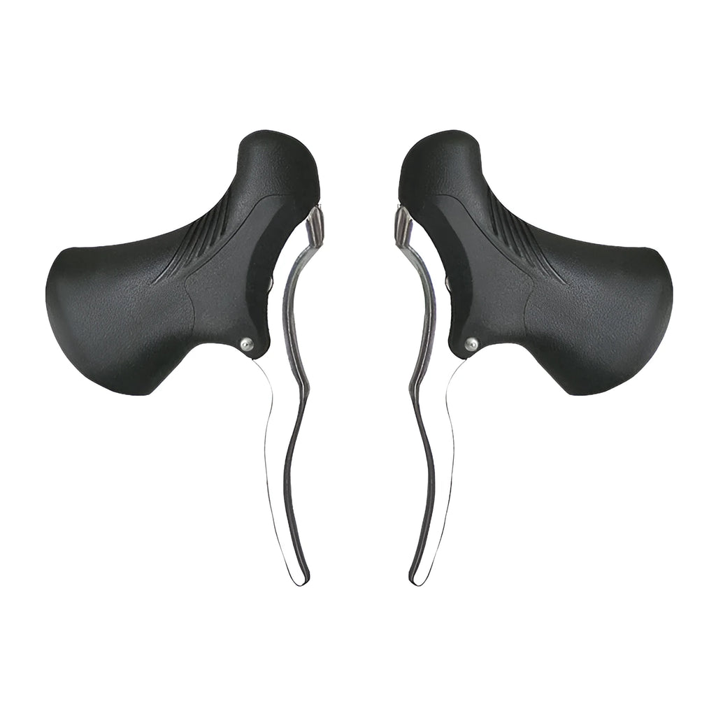 Aluminium alloy road bicycle brake handle in black and black silver, shown next to a ruler indicating 22.2mm and 23.8mm.