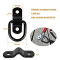 Black galvanised pull ring floor hook for mounting in a truck cargo bed.