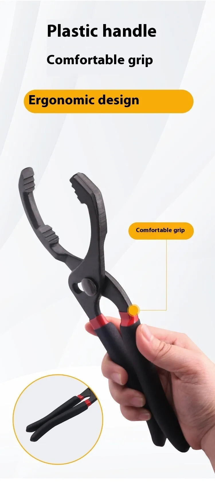 10 inch Y shape oil filter wrench with adjustable 77-150mm opening, high carbon steel and plastic, 321g bagged