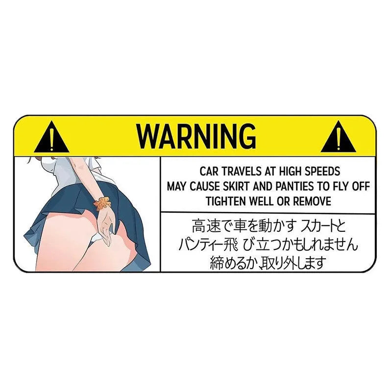 13cm funny car warning sticker in comic style with adhesive backing for vehicle decoration