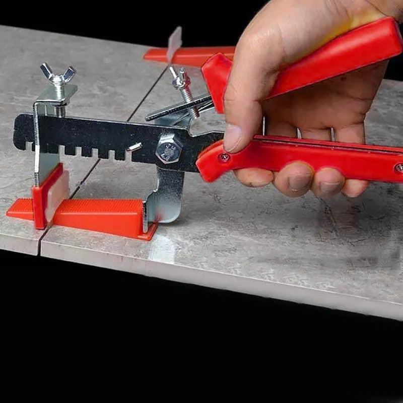 Red tile leveling clip with PVC handles and stainless steel clips, 23.0 x 11.5cm, 6-level adjustment tile installation aid