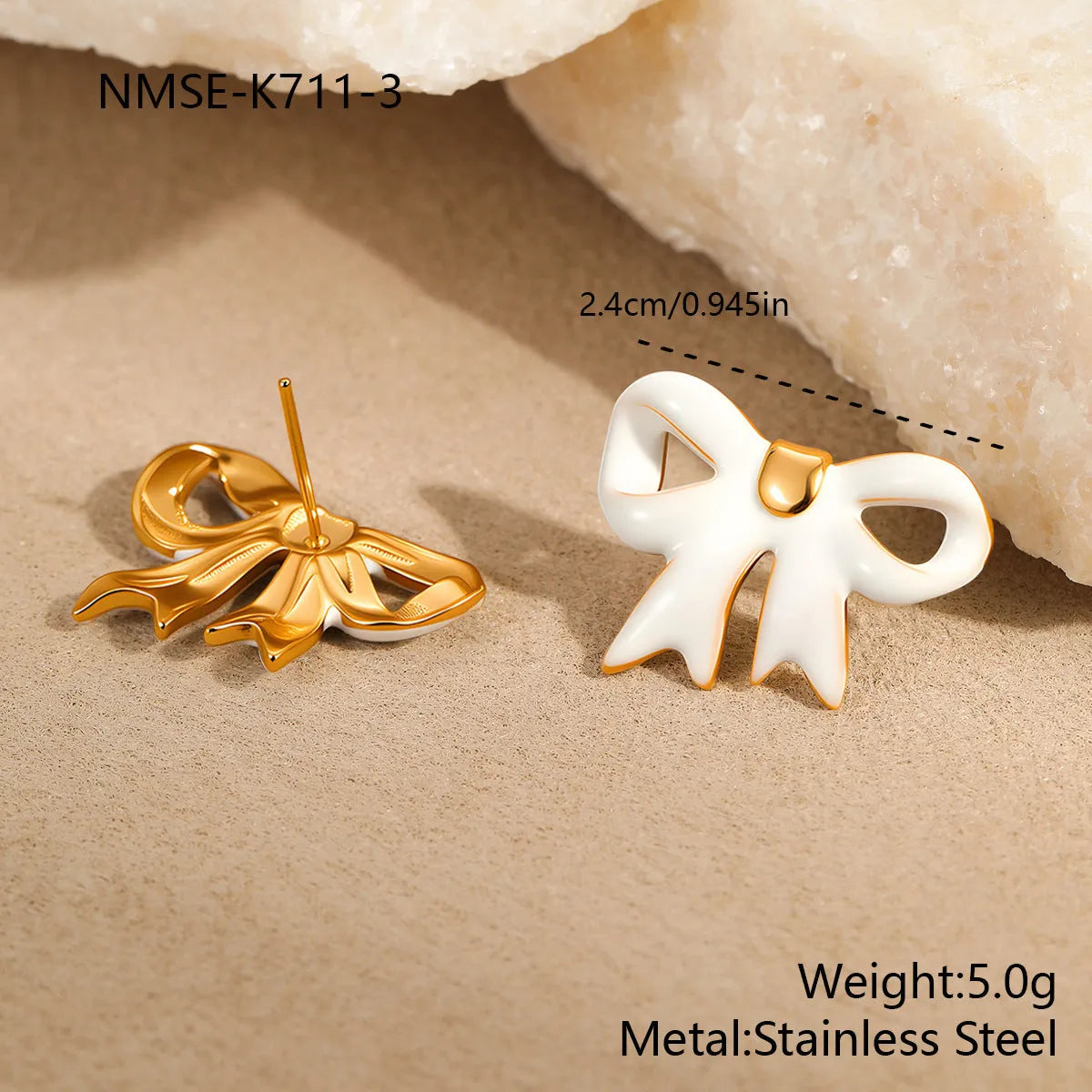 Bowknot white necklace with stainless steel pendant and electroplated finish on regular chain