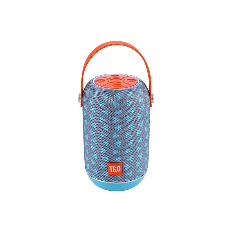 TG107 fabric Bluetooth portable speaker in blue colour with front relief spinning wheel design