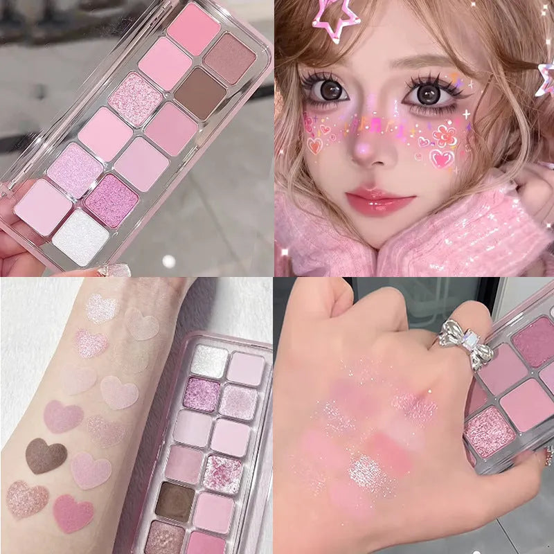 Creative Home 12 colour eyeshadow palette showing peach apple and cherry plum powder shades