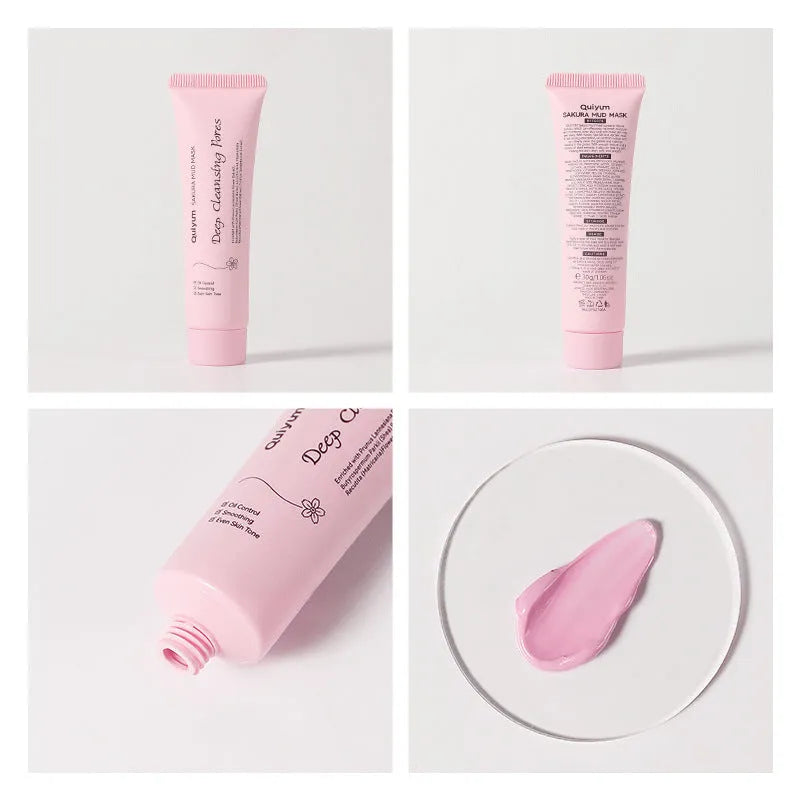 30g cherry blossom mud mask sachet for facial cleansing, hydration and moisturisation