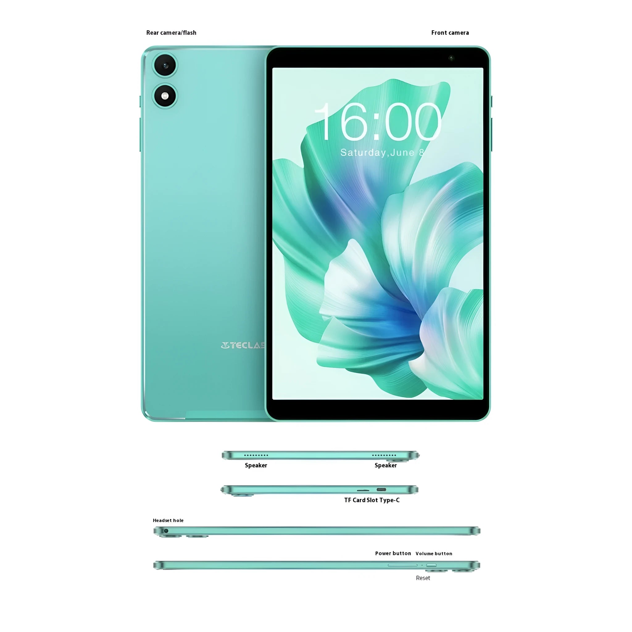 Android 13 tablet 8-inch HD screen green colour eight-core processor 4GB RAM 64GB storage dual camera