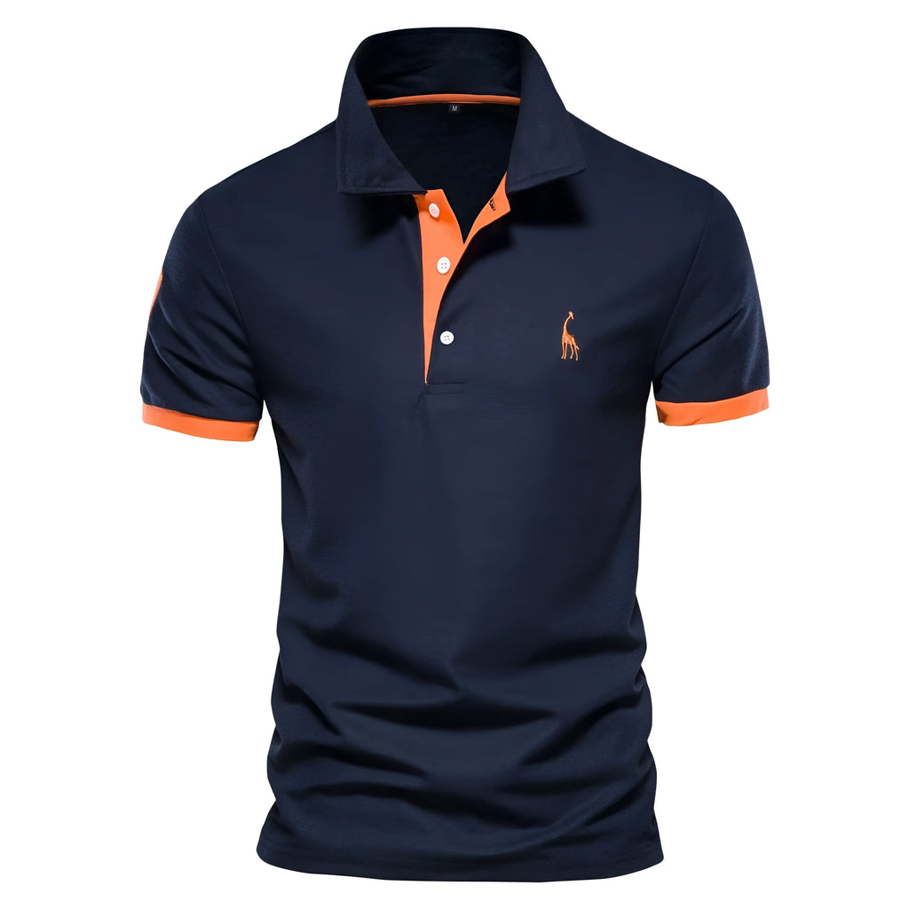 Men's slim fit short sleeve T-shirt with deer embroidery on the chest in a cotton blend fabric.