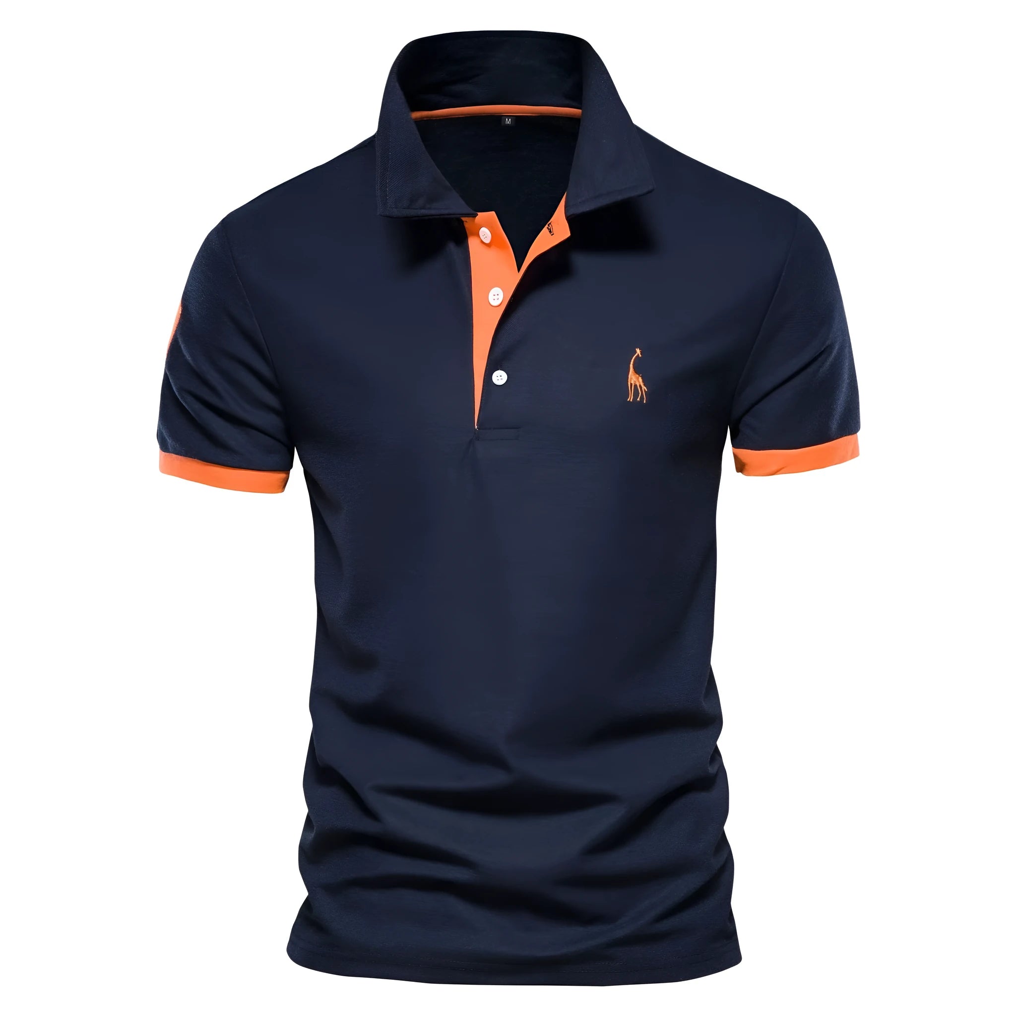 Men's slim fit short sleeve T-shirt with deer embroidery on the chest in a cotton blend fabric.