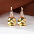 Square zircon geometric ear hooks Korean style electroplated copper jewellery golden platinum rose gold colours