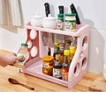 Foldable PP plastic kitchen storage rack in light grey colour with multilayer shelves