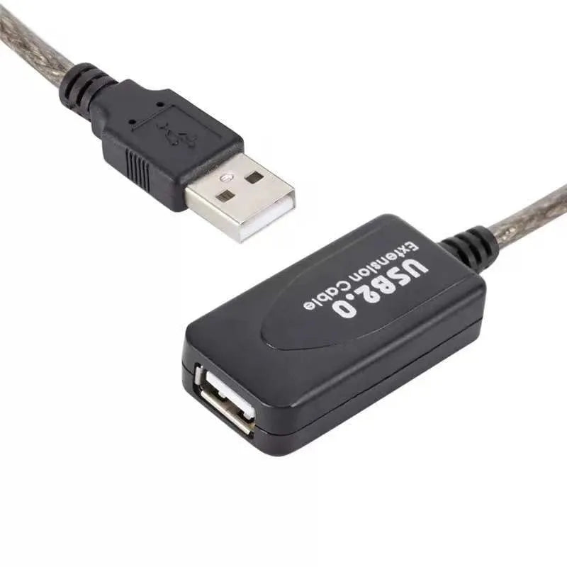 5m USB male to female extension cable with chip, copper wire and transparent black finish