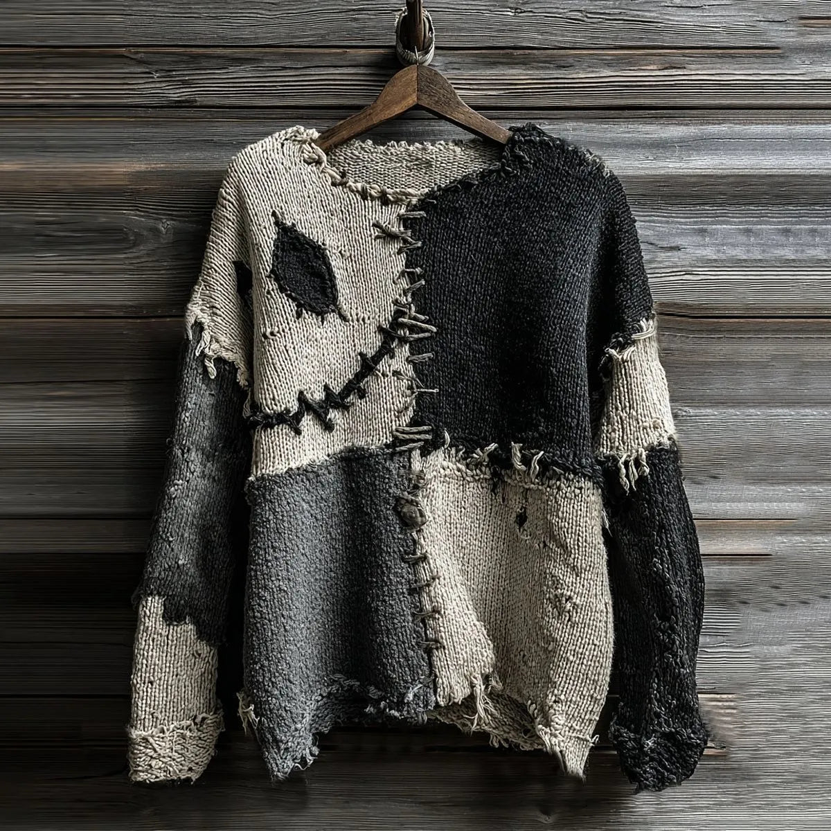 Digital printed women's pullover sweater in loose fit with 3D pattern, round neck, and long sleeves