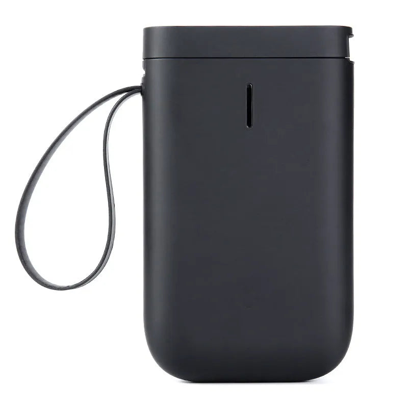 D11 Bluetooth label printer in black with thermal paper roll and smartphone showing app interface