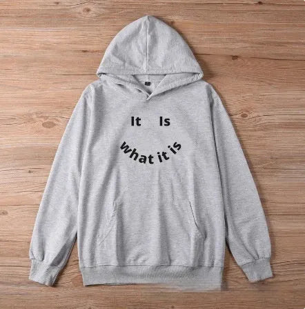 Fleece-lined hoodie sweater with smiley face print in multiple colours for women