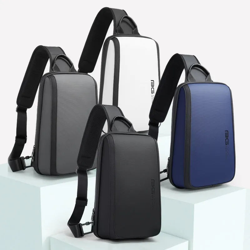 Blue Oxford cloth men's chest bag with double shoulder straps