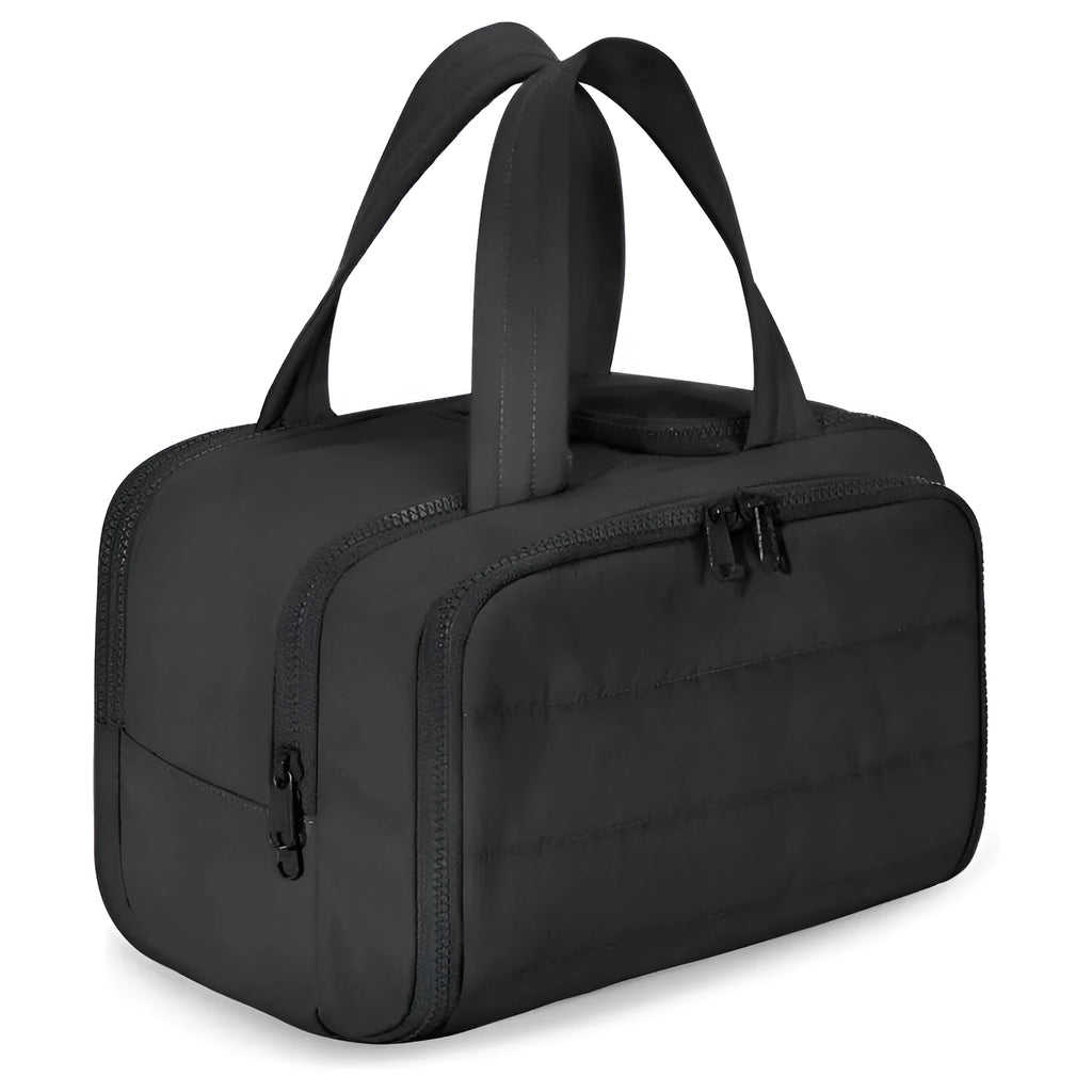 Large open travel toiletry bag with fluffy lining in multiple colour options.
