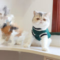 Green fleece knit sleeveless cat vest, college style, size S to 3XL