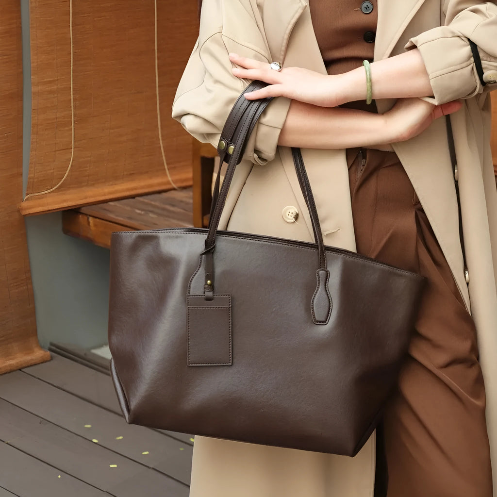 Women's top grain leather crossbody handbag, 35x17x30cm horizontal square shape, zippered, available in four colours