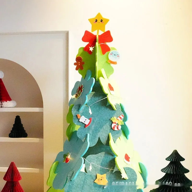110cm XINGX felt Christmas tree with star light and original felt flower make-a-fortune design for Christmas landing décor