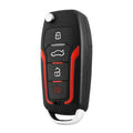 Red and frosted black one-way remote control car alarm system with two remotes for vehicle security.