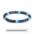 Natural haematite bracelet with 6mm volcanic rock spacer beads in geometric shape