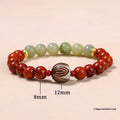 Red Rosewood and grey jade bead bracelet with Bodhi Lotus design, Chinese style for women.
