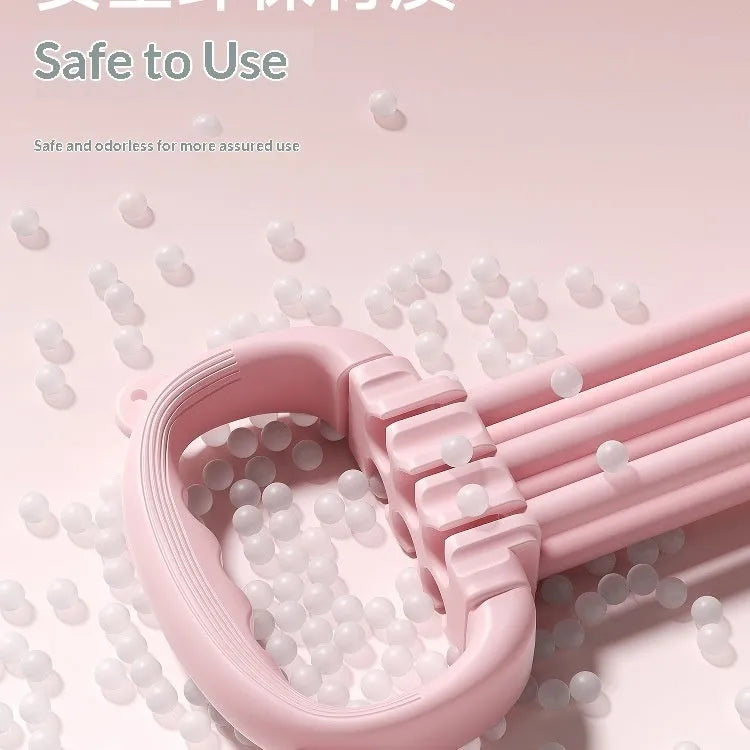 8-shaped puller resistance band for women with cat ear non-slip handle and back opener function, available in pink and purple.