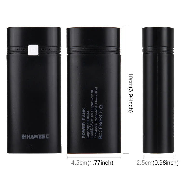 18650 battery power supply DIY power bank case black colour with spring loading and indicator light