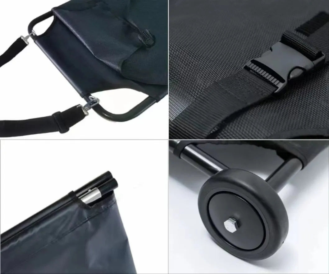Black aluminium alloy foldable pet stretcher large size for emergency dog transport