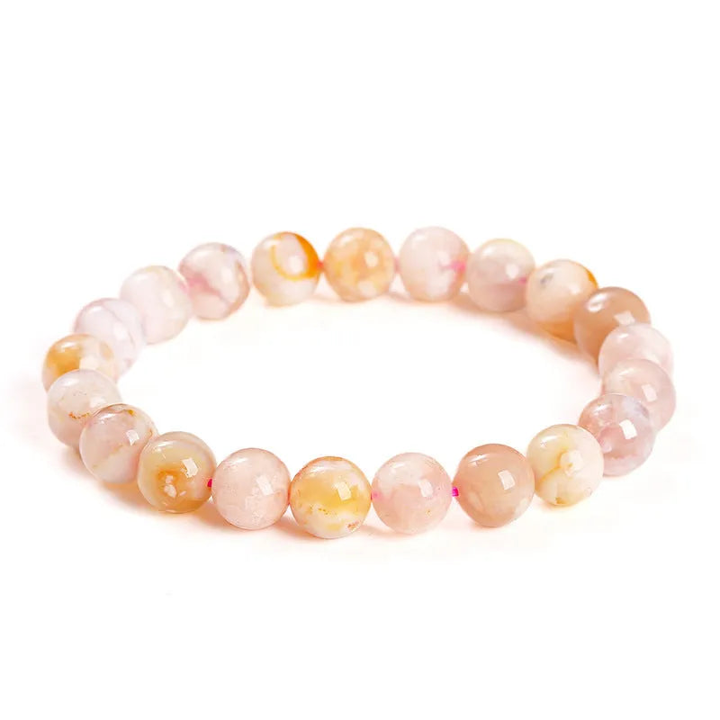 3A natural cherry agate bracelet with round geometric beads in sweet style for women