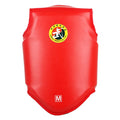 Boxing helmet and chest protector set in red colour with PU construction