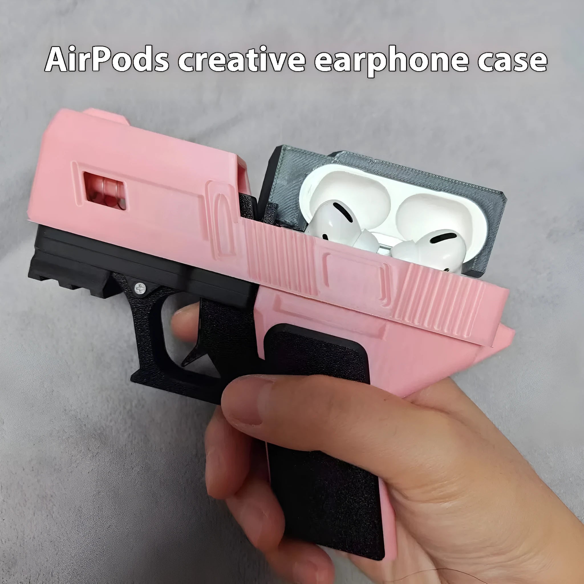 3D printed automatic bounce cover earphone case for Apple AirPods in cool black, PC material, detachable protective shell